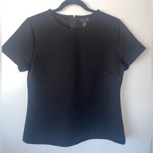ADRIENNE VITTADINI BLACK SHORT SLEEVE PULLOVER BACK-ZIPPER WOMENS TOP/BLOUSE